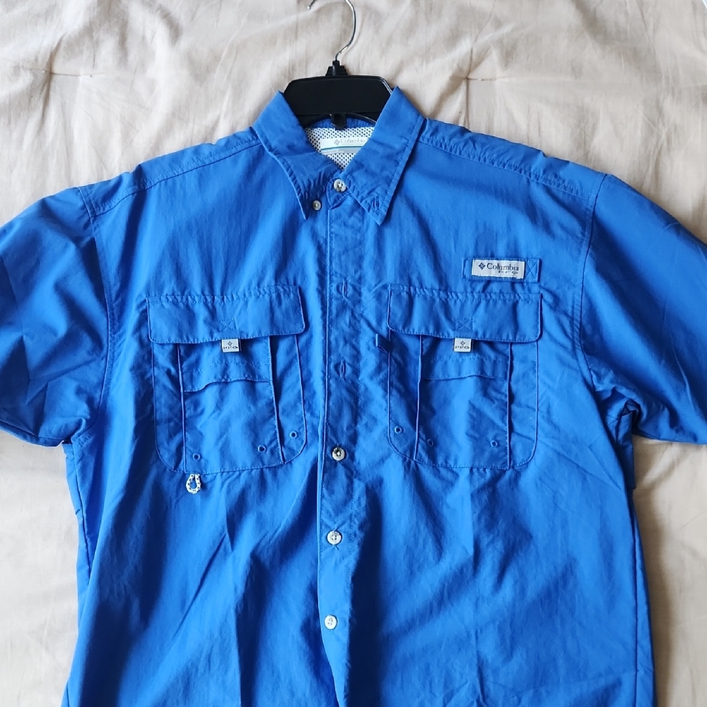 Columbia Blue PFG Button Down Fishing Shirt